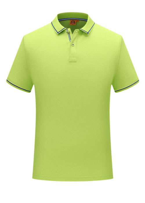 草綠色款織帶串紐扣款短袖POLO衫